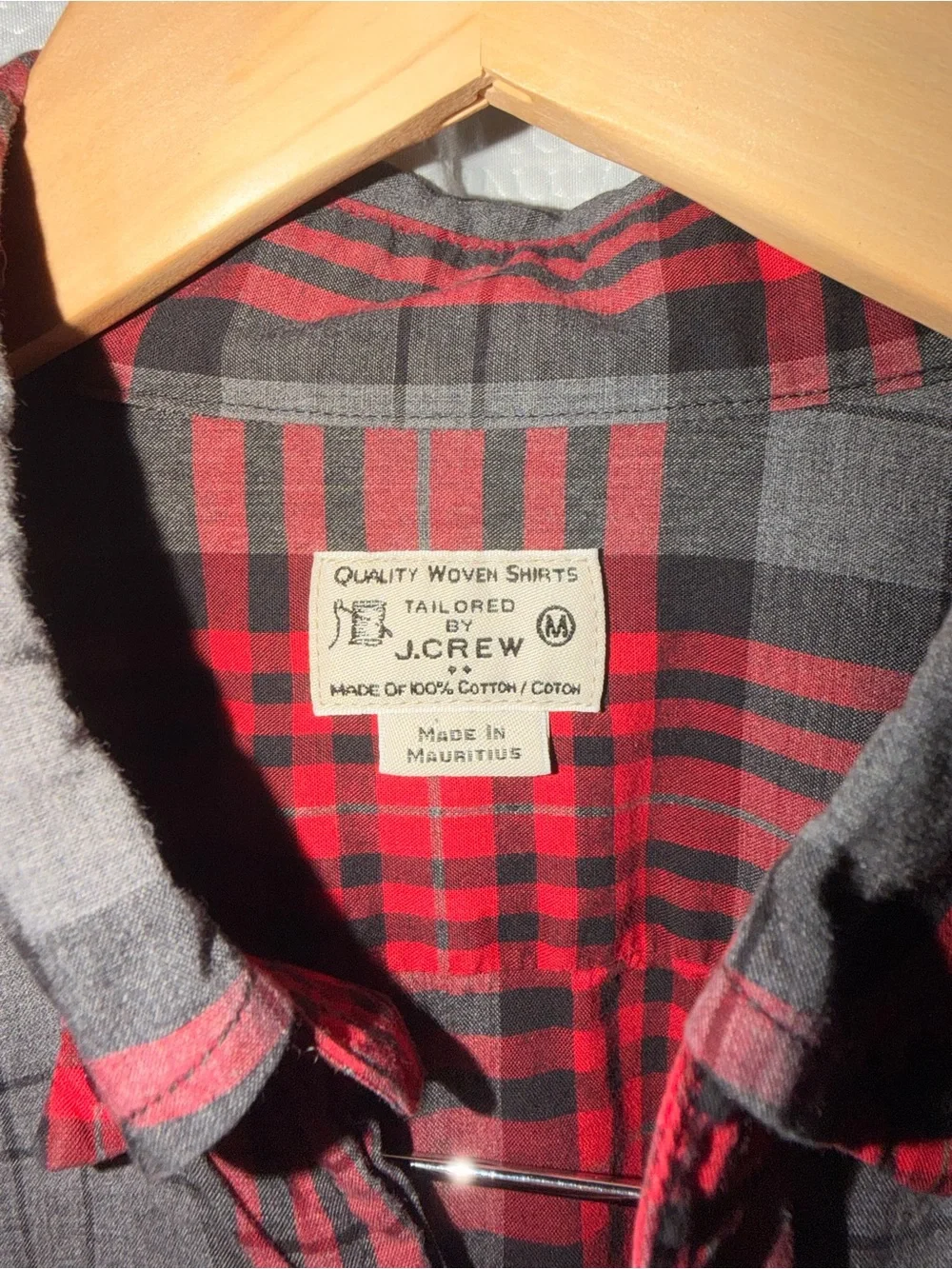 VTG Y2K J.Crew Mens Tailored Plaid Button Down Shirt Red Gray Men’s Size Medium